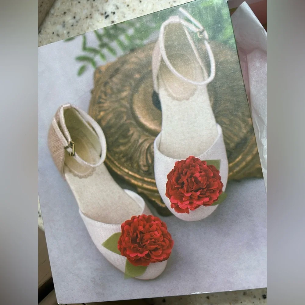 NEW Joyfolie Hailey Flat Mary Jane Youth Shoe Sz 11 Girl Y11 Red Flower Holiday